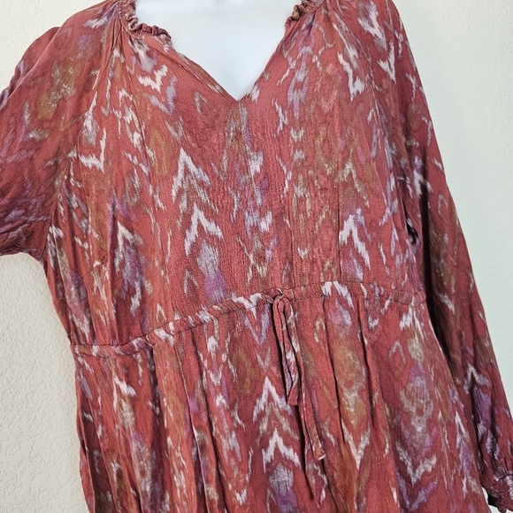 Torrid Terracotta Peasant Top Crepe Tie Waist Boho Long Sleeve Size Large - Picture 4 of 14